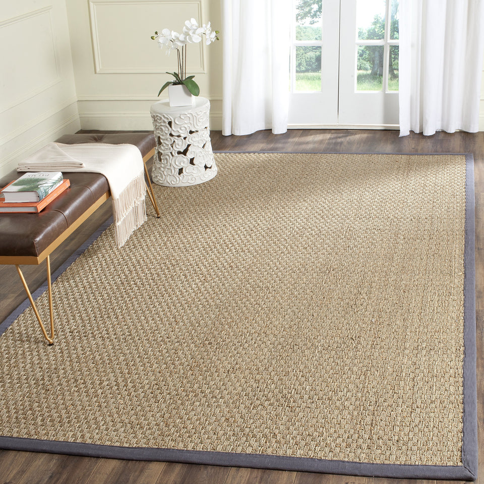 SAFAVIEH Area Rug 8x10 - Natural Fiber Collection - Large - Natural & Beige, Seagrass, Basketweave Pattern (NF114A)