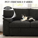 SUAWY 108 Inch Sectional Sleeper Sofa with Pull Out Bed,U Shaped 7 Seat Modular Sectional Sofa with Storage,Sectional Couches for Living Room,Cloud Modular Couch,Removable Sofa Cover,Dark Grey