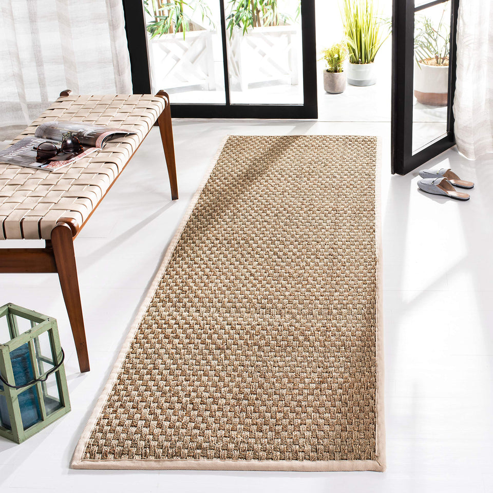 SAFAVIEH Area Rug 8x10 - Natural Fiber Collection - Large - Natural & Beige, Seagrass, Basketweave Pattern (NF114A)