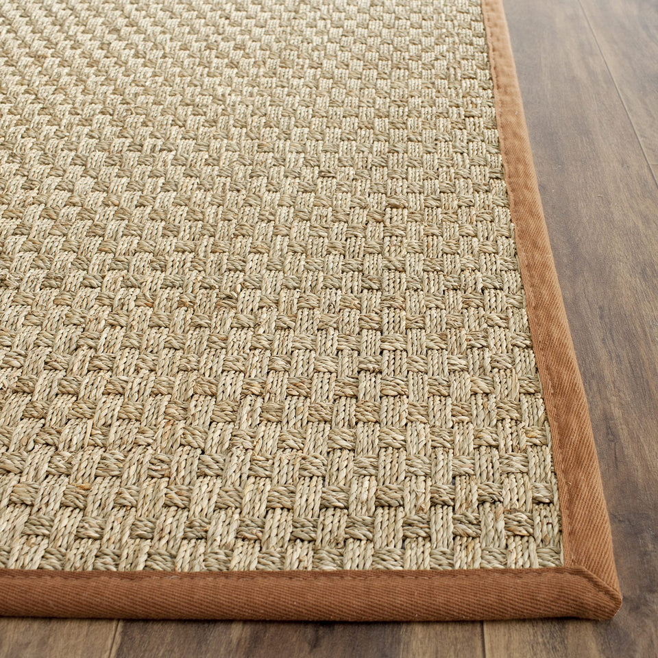 SAFAVIEH Area Rug 8x10 - Natural Fiber Collection - Large - Natural & Beige, Seagrass, Basketweave Pattern (NF114A)