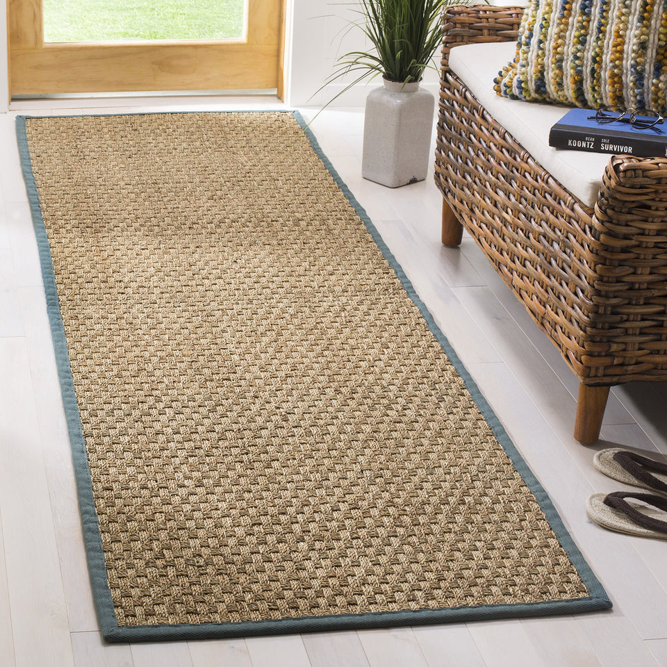 SAFAVIEH Area Rug 8x10 - Natural Fiber Collection - Large - Natural & Beige, Seagrass, Basketweave Pattern (NF114A)