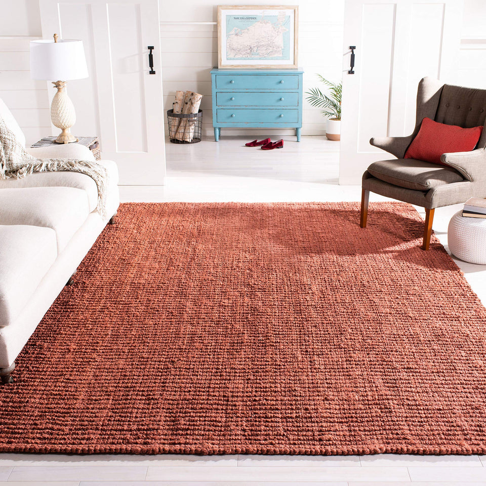 SAFAVIEH Area Rug 9x12 - Natural Fiber Collection - Large - Natural Brown, Handmade Jute, Farmhouse Style, Chunky Textured Thick Pile (NF447A)