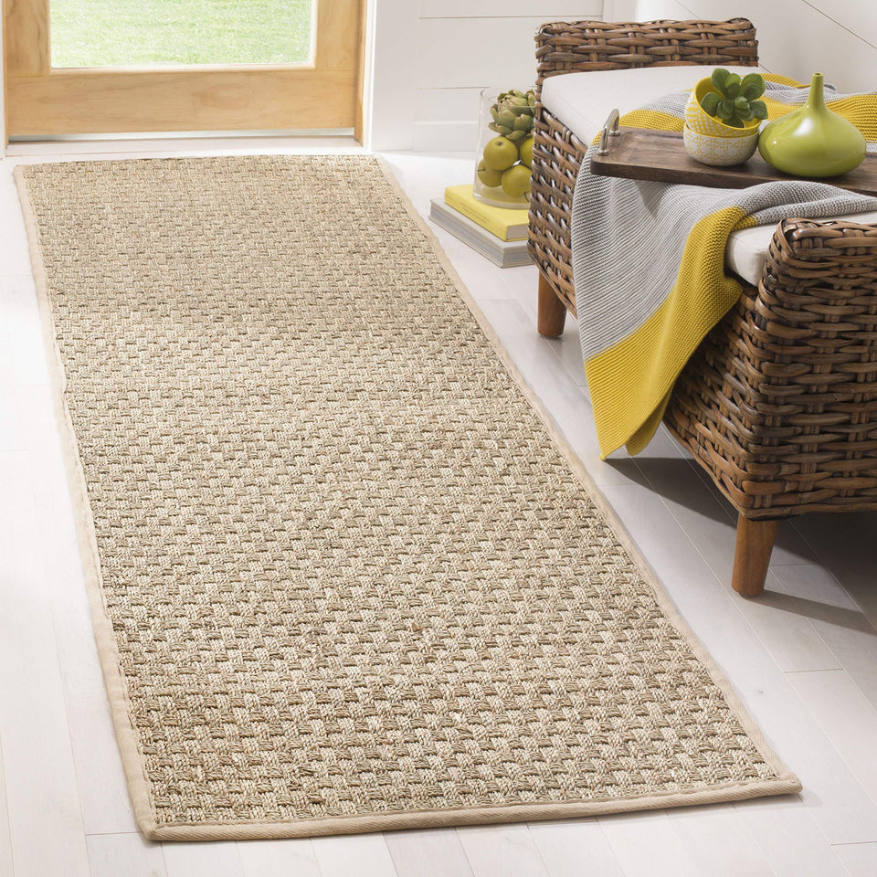 SAFAVIEH Area Rug 8x10 - Natural Fiber Collection - Large - Natural & Beige, Seagrass, Basketweave Pattern (NF114A)