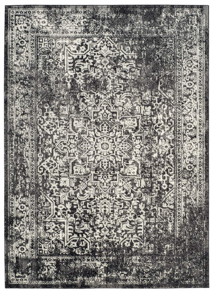 SAFAVIEH Evoke Collection Area Rug - 9' x 12', Ivory & Taupe, Oriental Distressed Design, Non-Shedding & Easy Care, Ideal for High Traffic Areas in Living Room, Bedroom (EVK256E)
