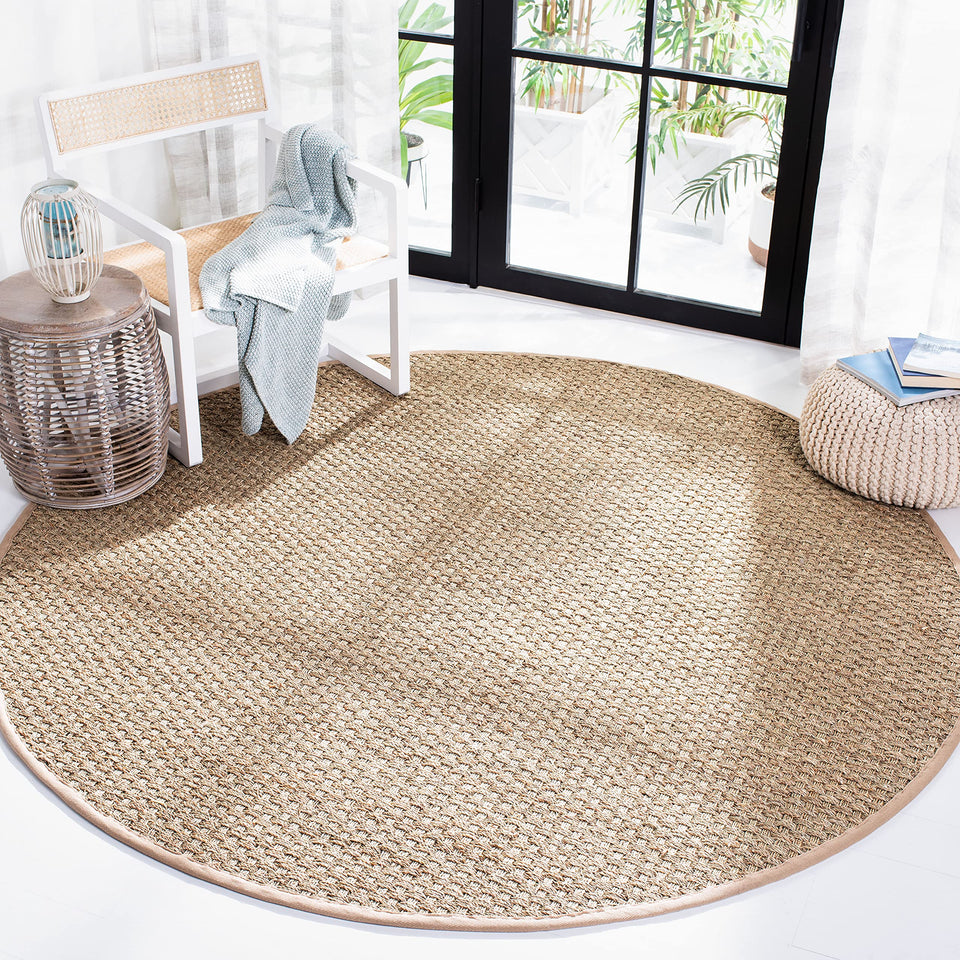 SAFAVIEH Area Rug 8x10 - Natural Fiber Collection - Large - Natural & Beige, Seagrass, Basketweave Pattern (NF114A)