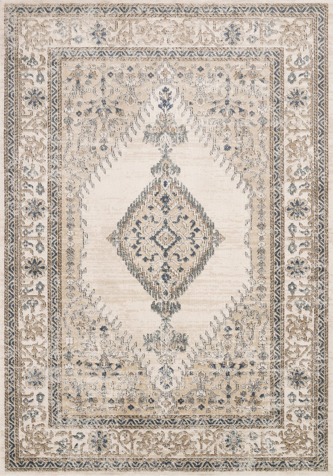 Loloi Teagan Collection TEA-03 Ivory/Sand 9'-9" x 13'-6" Area Rug, Large, Soft Neutral Rug, High-Traffic for Living Room, Bedroom, Home Office, Dining Area