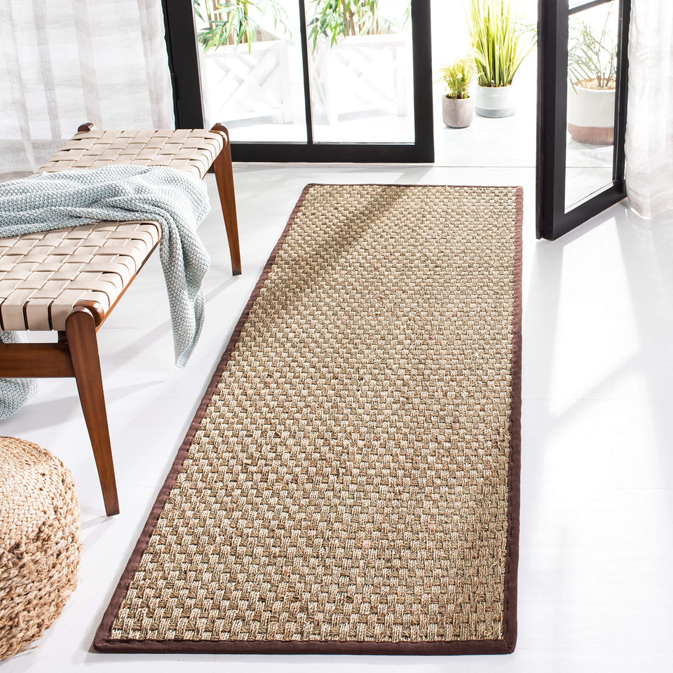 SAFAVIEH Area Rug 8x10 - Natural Fiber Collection - Large - Natural & Beige, Seagrass, Basketweave Pattern (NF114A)