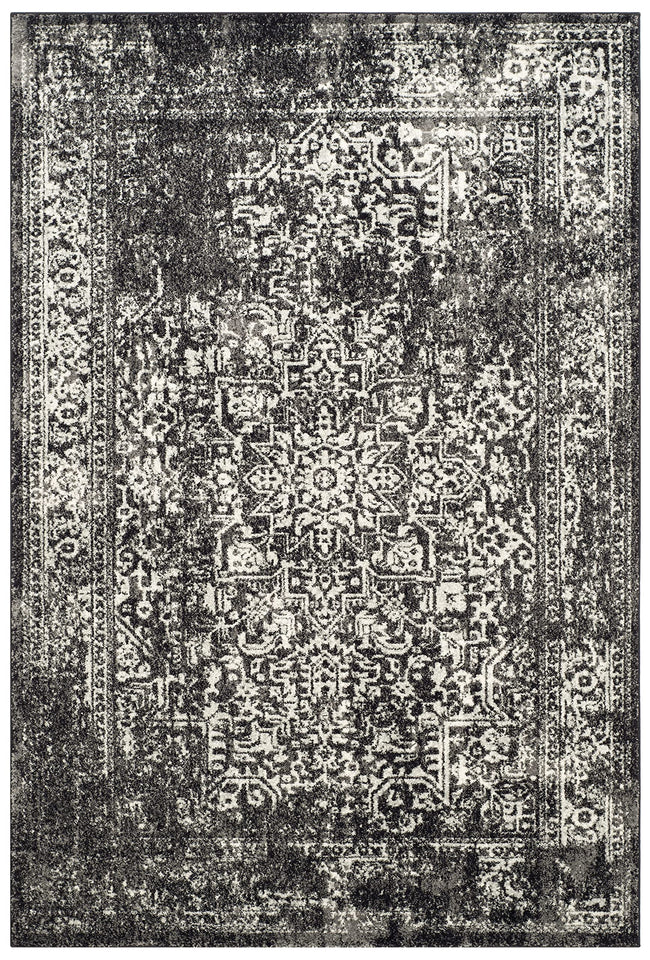 SAFAVIEH Evoke Collection Area Rug - 9' x 12', Ivory & Taupe, Oriental Distressed Design, Non-Shedding & Easy Care, Ideal for High Traffic Areas in Living Room, Bedroom (EVK256E)
