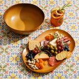 Bloomhouse Santorini Mist Double Bowl Terracotta Reactive Glaze Plates and Bowls Dinnerware Set - Amber, Service for Four (16pcs)