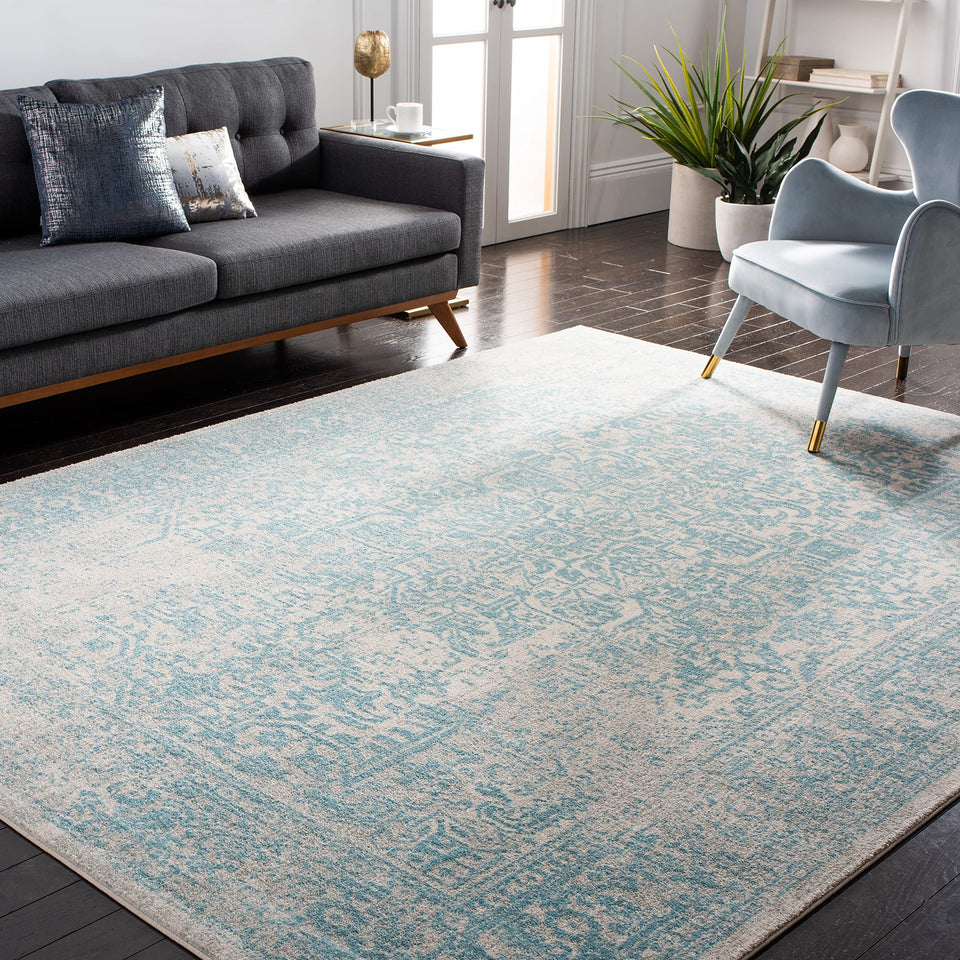 SAFAVIEH Evoke Collection Area Rug - 9' x 12', Ivory & Taupe, Oriental Distressed Design, Non-Shedding & Easy Care, Ideal for High Traffic Areas in Living Room, Bedroom (EVK256E)