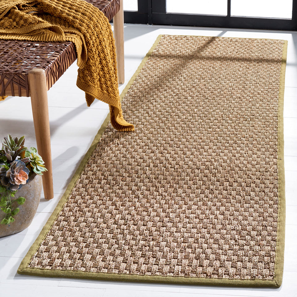 SAFAVIEH Area Rug 8x10 - Natural Fiber Collection - Large - Natural & Beige, Seagrass, Basketweave Pattern (NF114A)