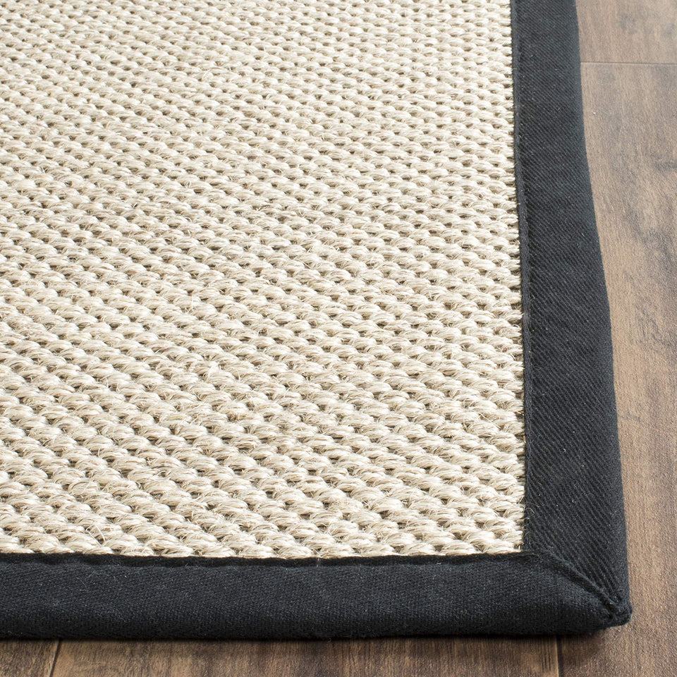SAFAVIEH Area Rug 8x10 - Natural Fiber Collection - Large - Marble & Beige, Sisal, Woven Design with Border (NF143C)