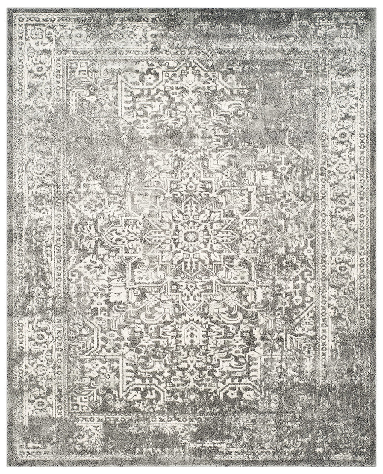 SAFAVIEH Evoke Collection Area Rug - 9' x 12', Ivory & Taupe, Oriental Distressed Design, Non-Shedding & Easy Care, Ideal for High Traffic Areas in Living Room, Bedroom (EVK256E)