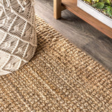 JONATHAN Y Handwoven Jute Fringe Natural Indoor Area Rug, 8x10, Pata, Bohemian, Rustic, Cottage, Easy-Cleaning for Living Room, Bedroom, Kitchen, Non-Shedding (NRF103A-8)