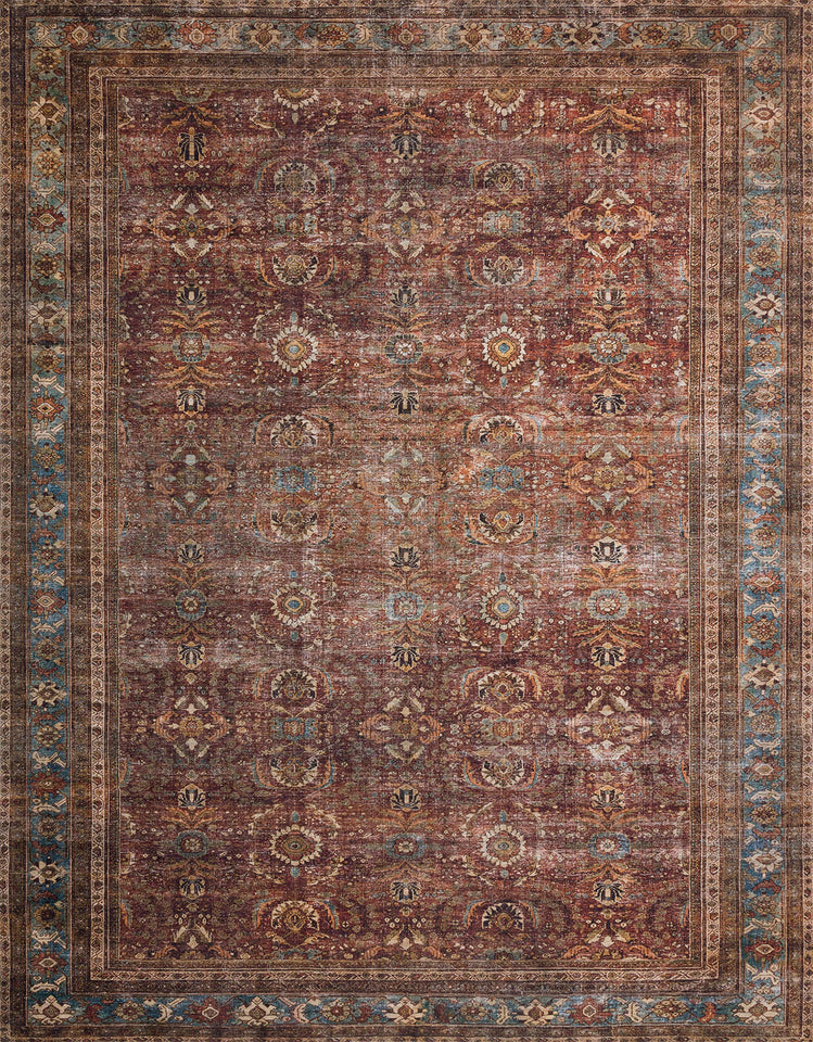 Loloi Layla Collection LAY-03 Olive/Charcoal 9'-0" x 12'-0" .13" Thick Area Rug, Soft, Durable, Vintage Inspired, Distressed, Low Pile, Non-Shedding, Easy Clean, Printed, Living Room Rug
