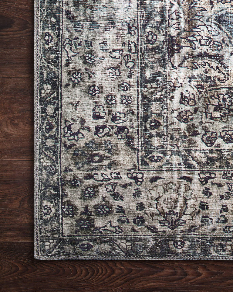 Loloi Layla Collection LAY-03 Olive/Charcoal 9'-0" x 12'-0" .13" Thick Area Rug, Soft, Durable, Vintage Inspired, Distressed, Low Pile, Non-Shedding, Easy Clean, Printed, Living Room Rug