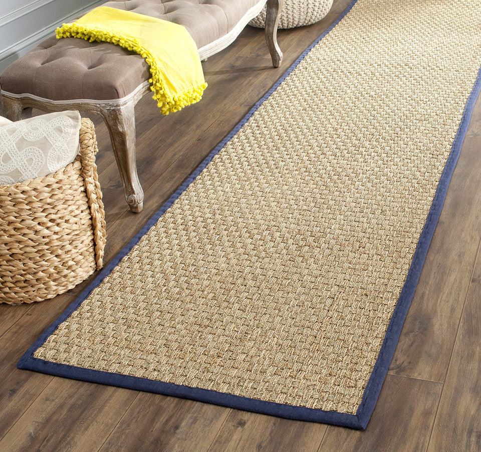 SAFAVIEH Area Rug 8x10 - Natural Fiber Collection - Large - Natural & Beige, Seagrass, Basketweave Pattern (NF114A)