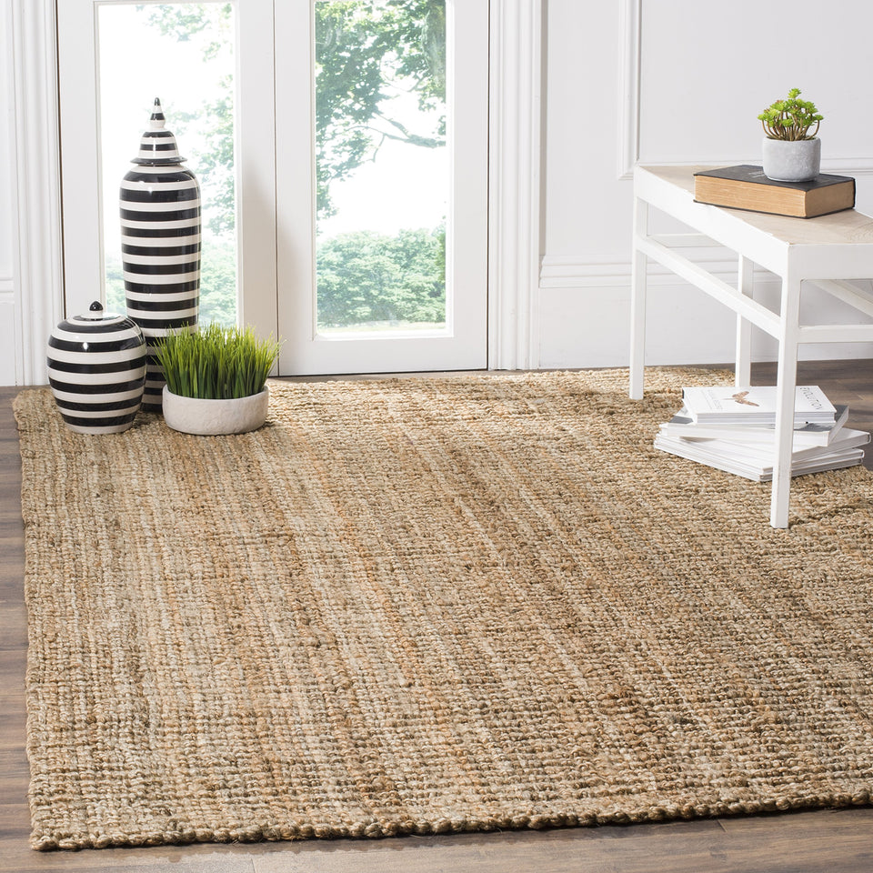 SAFAVIEH Area Rug 9x12 - Natural Fiber Collection - Large - Natural Brown, Handmade Jute, Farmhouse Style, Chunky Textured Thick Pile (NF447A)