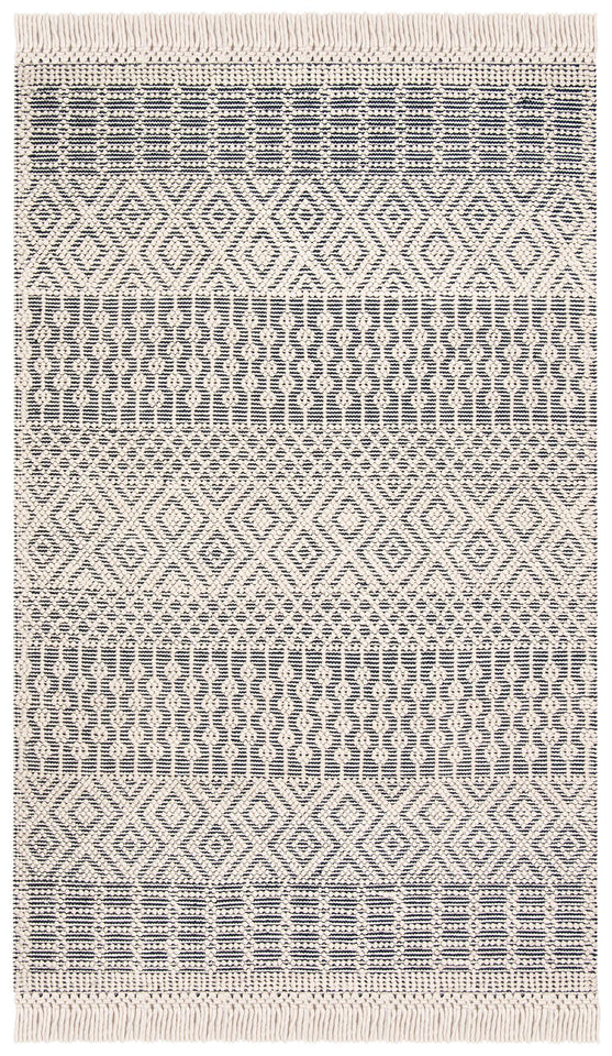 SAFAVIEH Area Rug 8x10 - Natura Collection - Large - Ivory, Handmade Wool, Moroccan Boho Fringe Design, Ideal for Living Room, Bedroom, Dining Space (NAT852B)