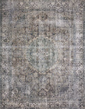 Loloi Layla Collection LAY-03 Olive/Charcoal 9'-0" x 12'-0" .13" Thick Area Rug, Soft, Durable, Vintage Inspired, Distressed, Low Pile, Non-Shedding, Easy Clean, Printed, Living Room Rug
