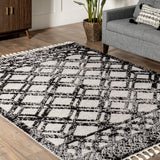 nuLOOM 8x11 Ansley Moroccan Tassel Area Rug, Light Grey, High-Low Textured Bohemian Design, Plush High Pile, Stain Resistant, For Bedroom, Living Room, Hallway, Entryway