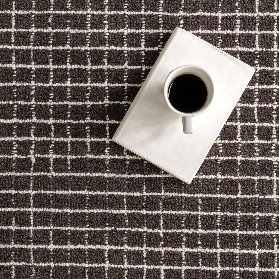 Rugs USA 8'6" x 11'6" Melrose Checked Wool Indoor Area Rug, Contemporary Farmhouse Cream for Living Room, Bedroom, Office, Entryway, Hallway