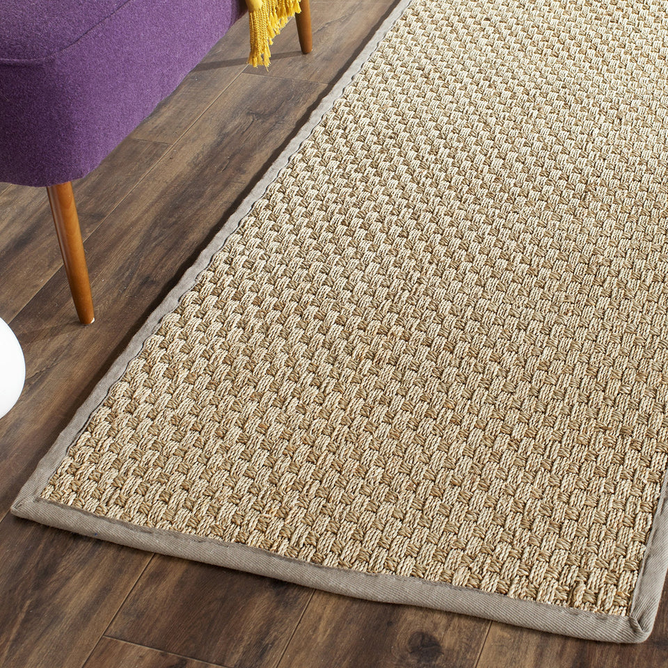 SAFAVIEH Area Rug 8x10 - Natural Fiber Collection - Large - Natural & Beige, Seagrass, Basketweave Pattern (NF114A)